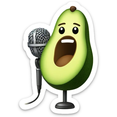 Avocado singing with microphone sticker