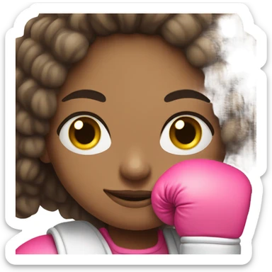 Pale Brunette girl wearing pink boxing gloves sticker
