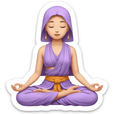 serene woman meditating, face only, draped in a lavender Buddhist soutane sticker