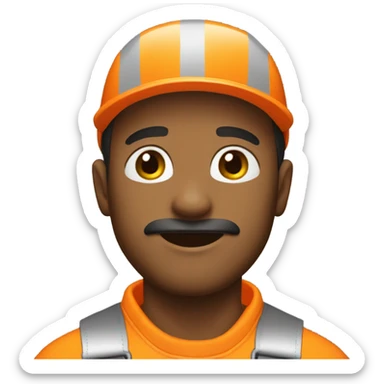 man wearing orange hi visibility overalls  sticker