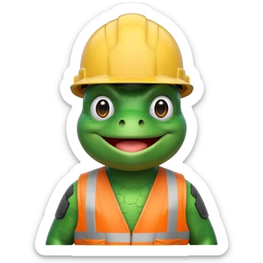 bufo (the meme frog) with construction helmet, emoji style please sticker