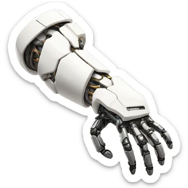 White mechanical cyborg arm and bicep sticker