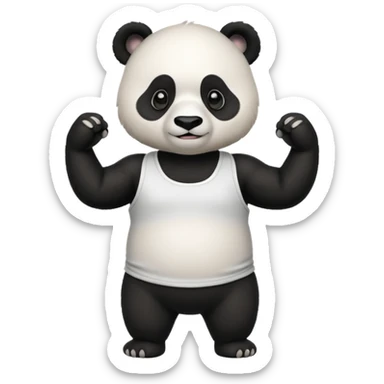 flexing panda bear with tanktop sticker