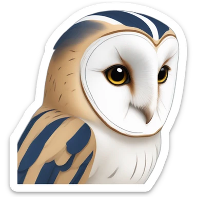 Barn Owl with dark blue and white stripes sticker