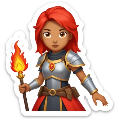 Young female warrior with fire powers inspired by The Poppy War sticker