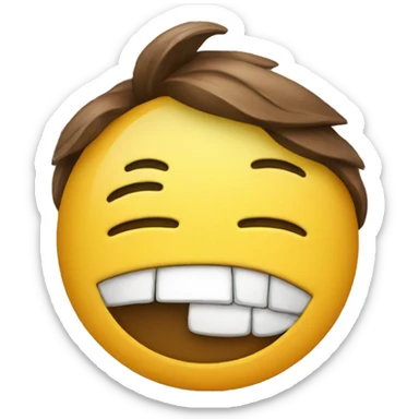Emoji smiling with sad half sticker