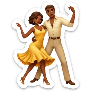a man and a woman salsa dancing together, dramatic pose sticker