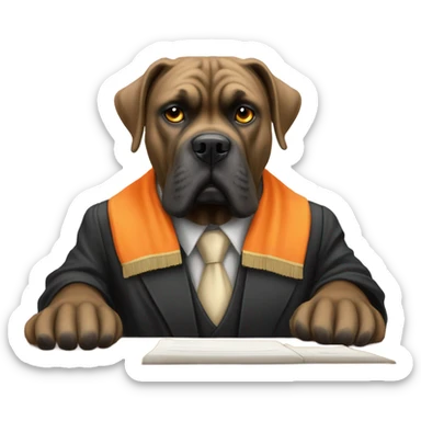 An orange - colored Cane Corso as a judge in court. sticker