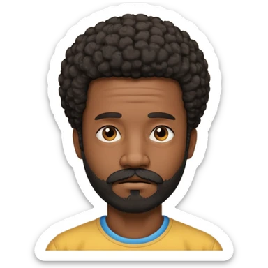 black man with beard, mustache, and short afro sad sticker