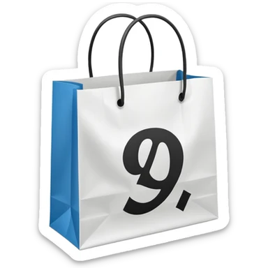 A shopping bag with a bold percent symbol (%) printed on it, symbolizing discounts and shopping benefits. sticker