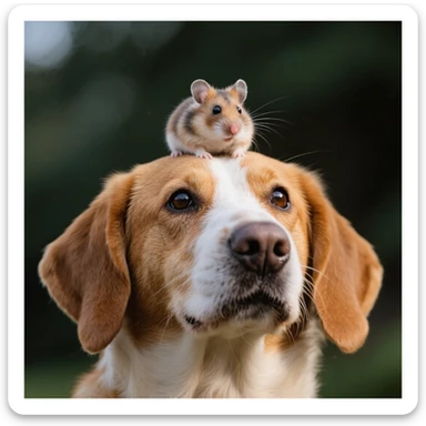 A hamster on the head of dog sticker