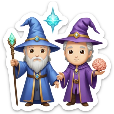 wizard and brain in a magical duel sticker