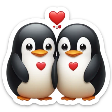 Penguin couple with heart sticker