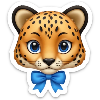 cute cheetah with blue bow sticker