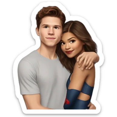 Zendaya with spiderman - tom holland, kiss sticker