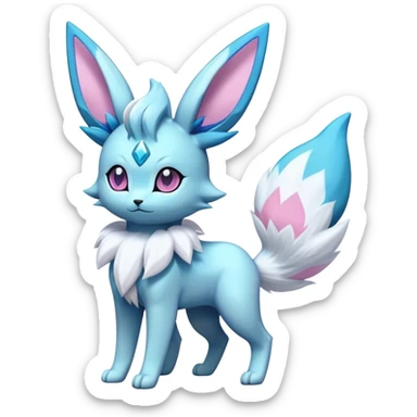 Fluffy futuristic Glaceon-Espeon-Sylveon-Umbreon-hybrid, full body sticker