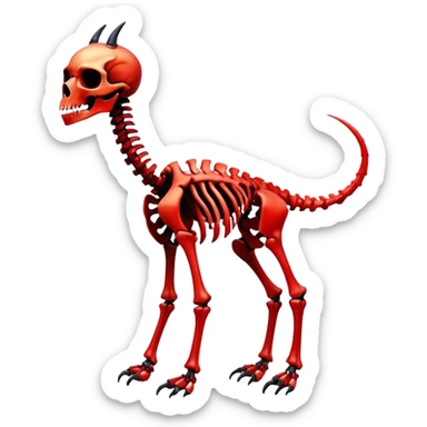 A black and red gradient epic shiny cool edgy skeletal animal, full body sticker