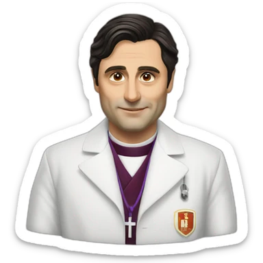 Andrea Montella seriously blessing like a bishop with doctor dress sticker