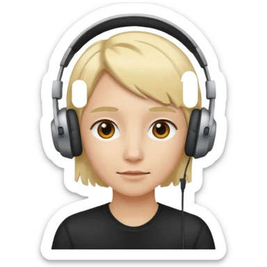 a person with blond hair wearing headphones sticker