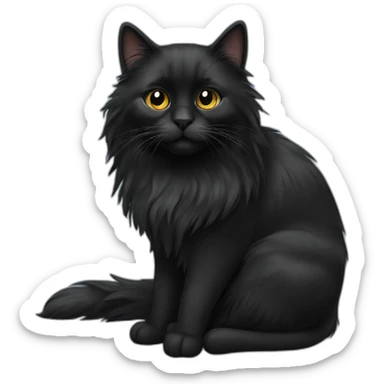 black long haired cat sticker