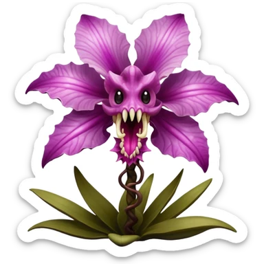 demogoron creature with natural and orchid like characteristics sticker