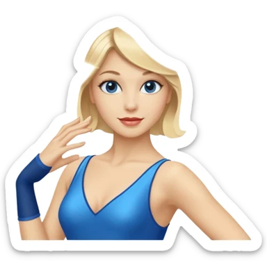 blue jazz style dance costume on blonde sticker