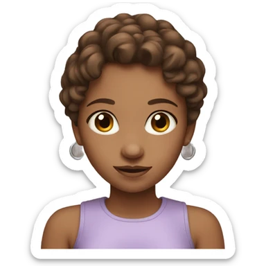 A sweet and cute girl with brown hair and wearing hoop earrings sticker