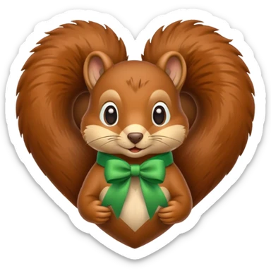 Squirrel in a heart with a green ribbon sticker