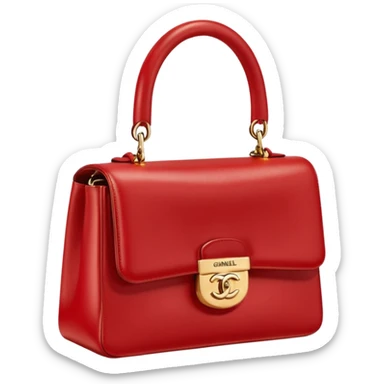chanel bright red color bag gold hardware sticker