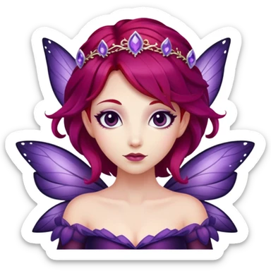 dark purple plum fairy with red hair  sticker