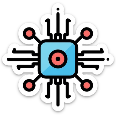 Artificial intelligence microchip with neural network connections sticker