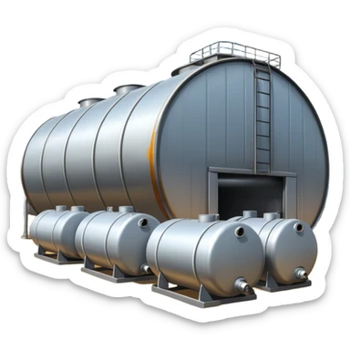 hangar, many fuel warehouse sticker