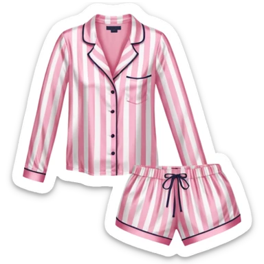 Striped pink and white silk Victoria’s Secret pajama set sticker