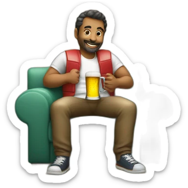 Papi avec une bière sur le canape sticker