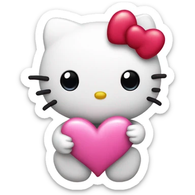 Pink Hello kitty with love hearts  sticker