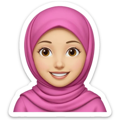 A medium light skin girl with pink hijab smile happily sticker
