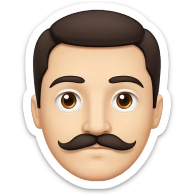 man face with mustache, medium eyes, medium light skin, dark hair, no neck sticker