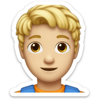 Blond boy blue eye orange overal  sticker