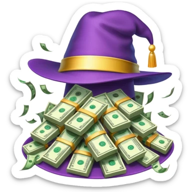 gorro de magia lleno de dolares sticker