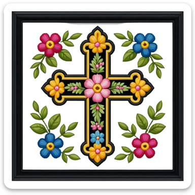 Framed cross-stitch sticker