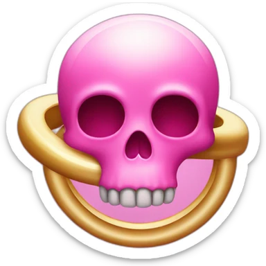 pink skull with a floating ring above head sticker