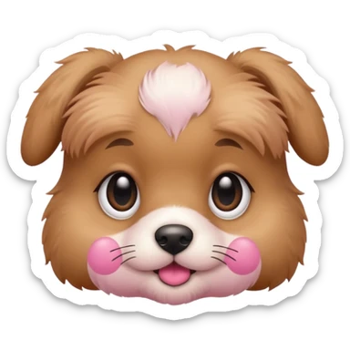 Cute puppy with bug eyes small eye lashes and blush sticker