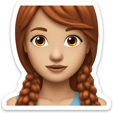 beautiful girl with long red brown hair and curtain bangs sticker