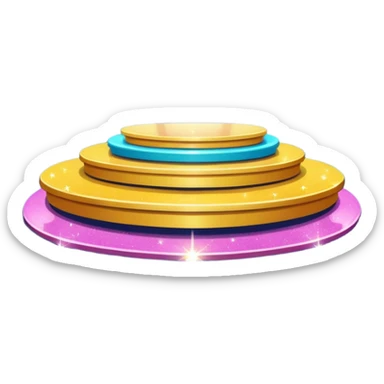 A spotlight-lit platform with glittery floor decorations. sticker