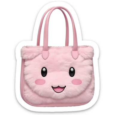 Aesthetic pink plush tote bag without face sticker