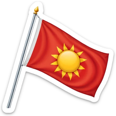 Eine Flagge die weiß ist von links nach rechts ist ein roter streifiger balken. In den roten dickeren Streifen ist eine Sonne ohne Gesicht etwa so 🌞 nur ohne Gesicht sticker
