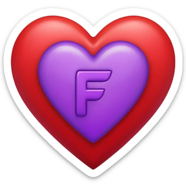 un corazon rojo CON LA LETRA F  DE COLOR LILA EN EL CENTRO sticker