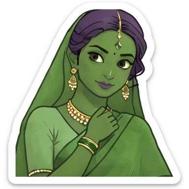 Pakistani girl wearing a purple sari  sticker