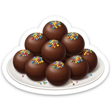 chocolate balls on plate with chocolate sprinkles sticker