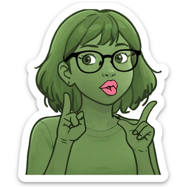 Girl with glasses blowing kiss sticker